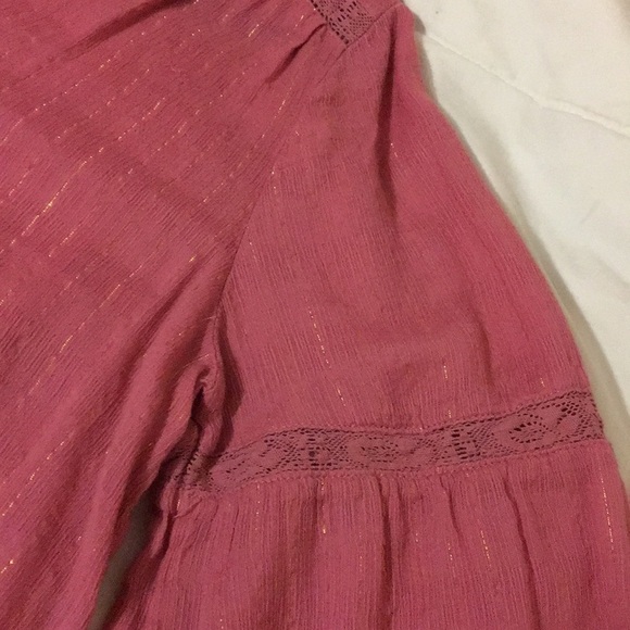 pink glitter peasant top - Picture 3 of 4